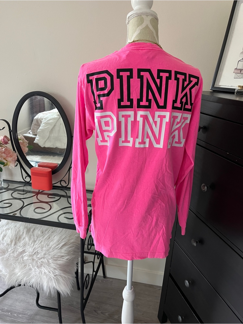 PINK Victoria's Secret Neon Pink Crewneck Tee